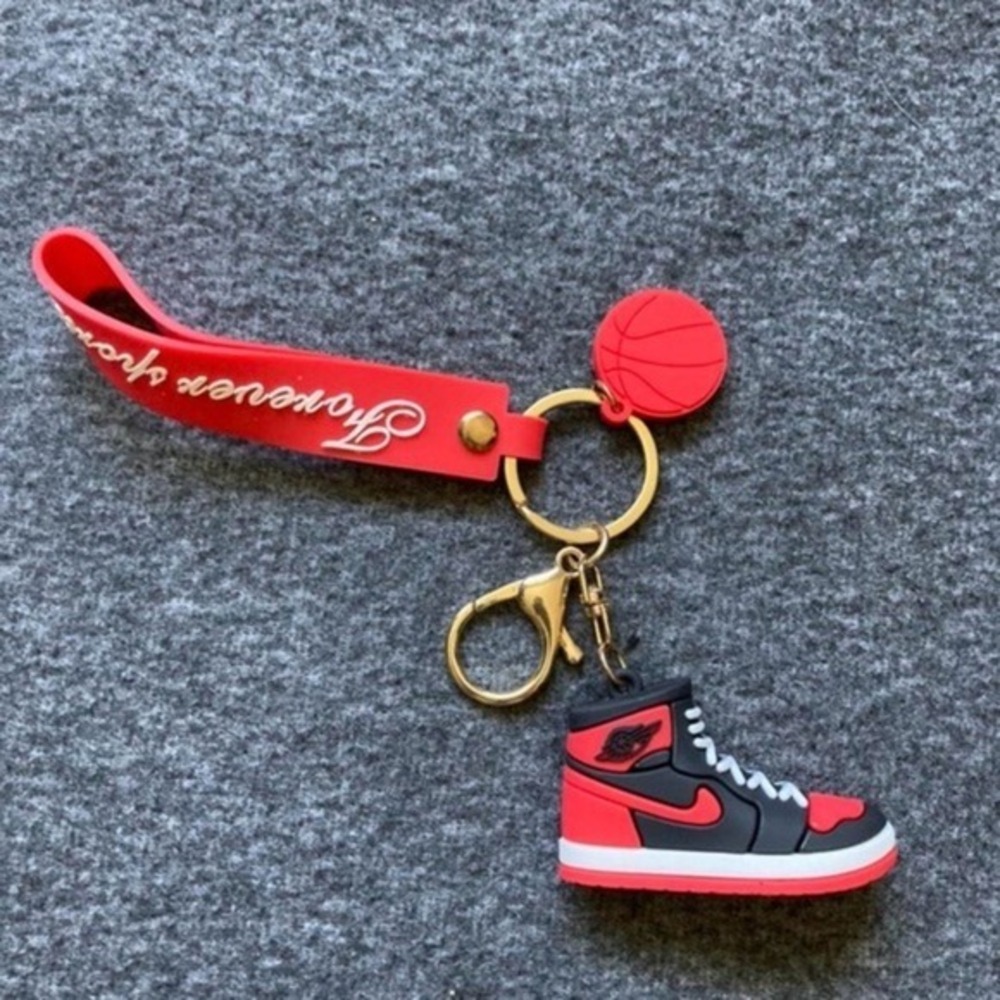 Red Sneaker Keychain with Basketball Charm & "Forever Sports" Strap – Cute Bag - Picture 3 of 4